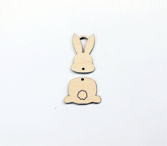 2 Piece bunny blanks, earring blanks, wood earrings