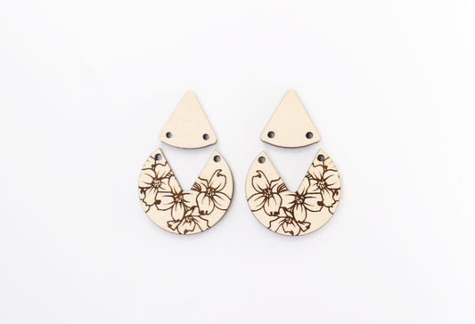 2 piece Earring blanks, DIY earrings, flower earrings, sold per set