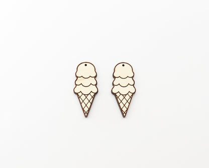 Ice cream wood earring blanks, bar earrings, DIY earrings, earring blanks, sold per set