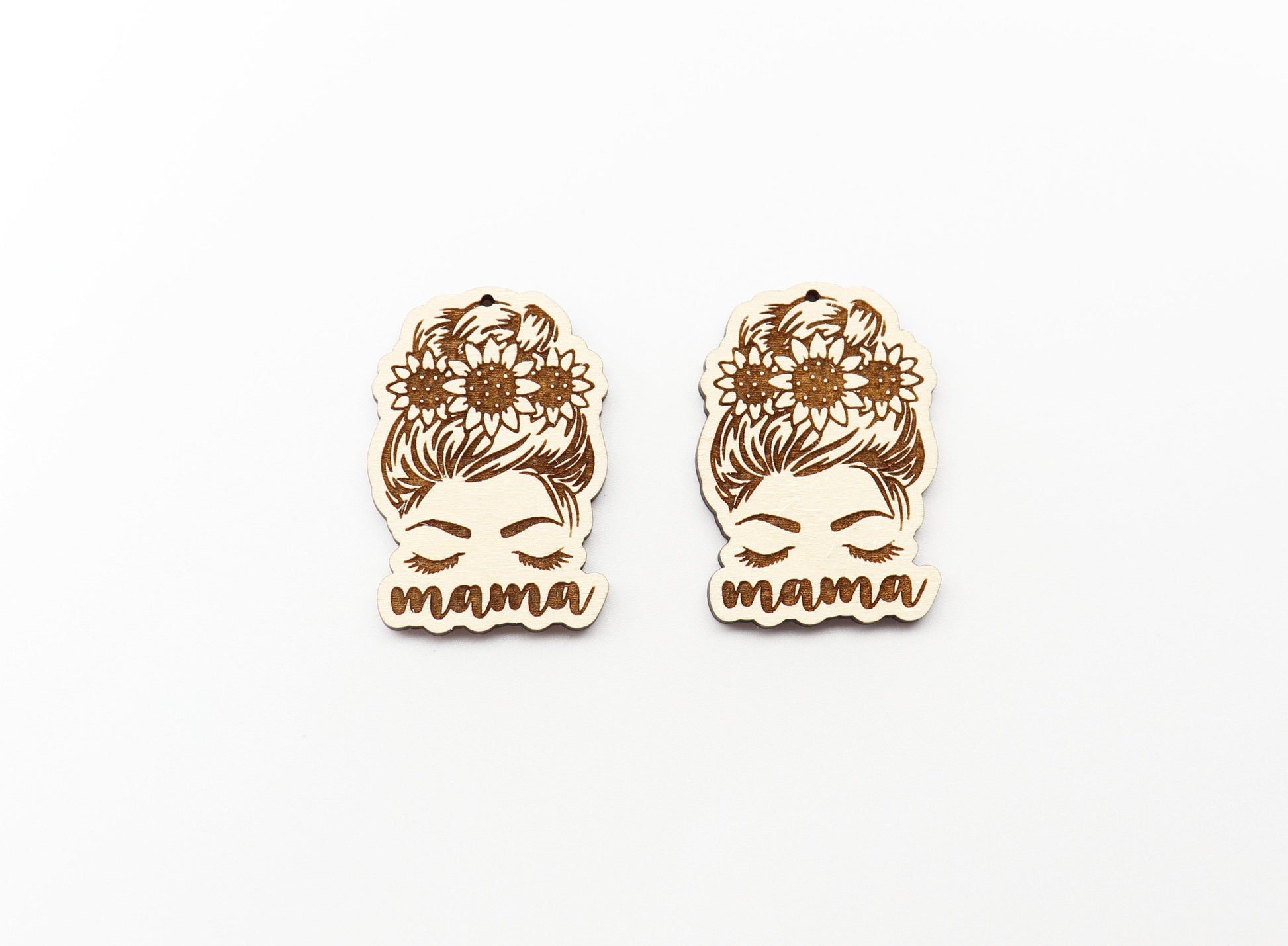 Mama earring blanks, earring blanks, wood cutouts