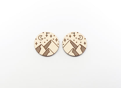 Mountain wood earring blanks, wood earring blanks, sold per set