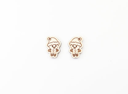 Christmas earring blanks, Gingerbread studs