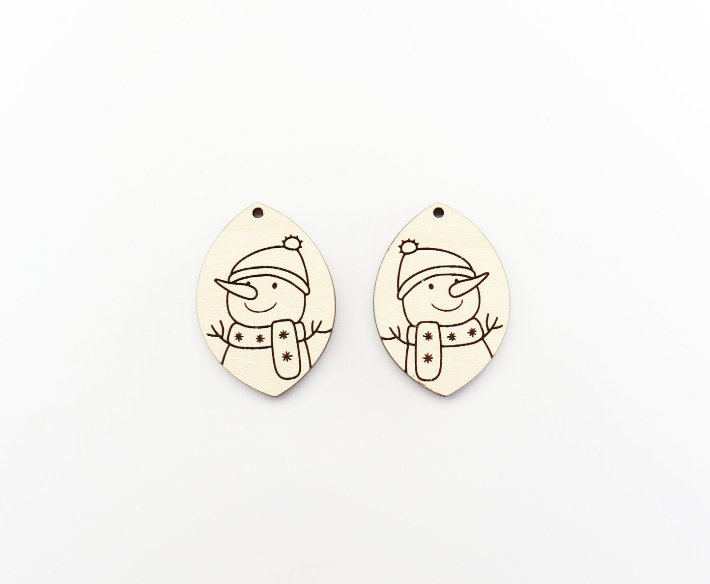 Snowman earring blanks, wood cutouts, sold per pair