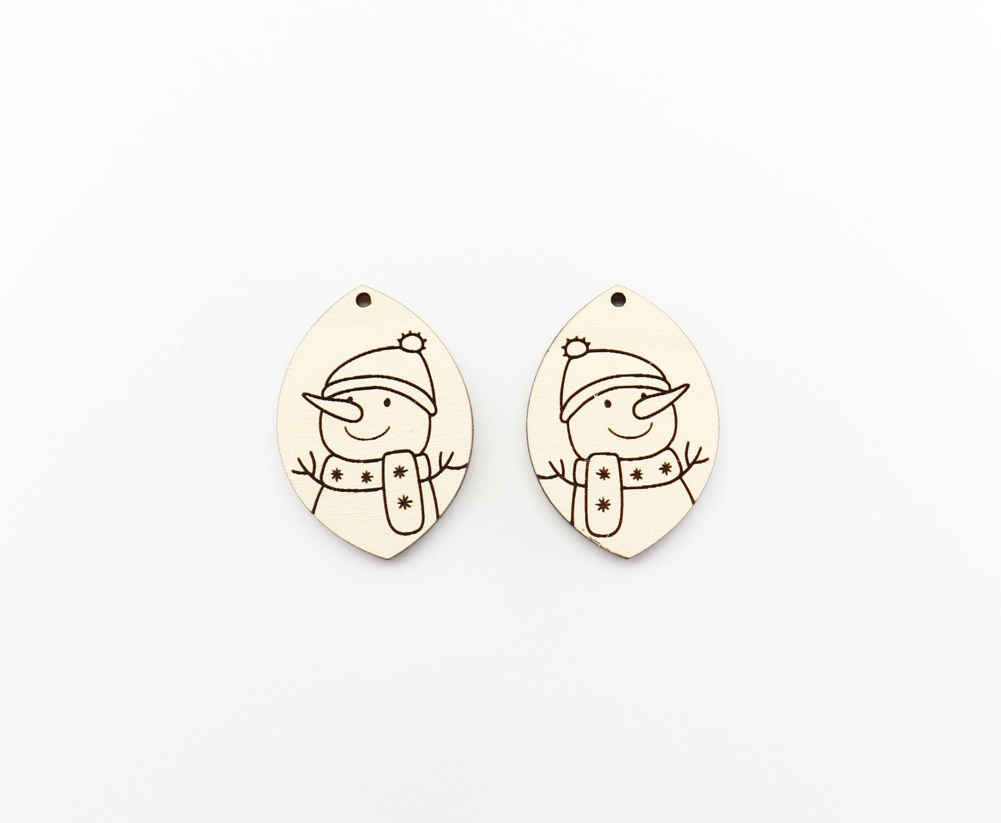 Snowman earring blanks, wood cutouts, sold per pair