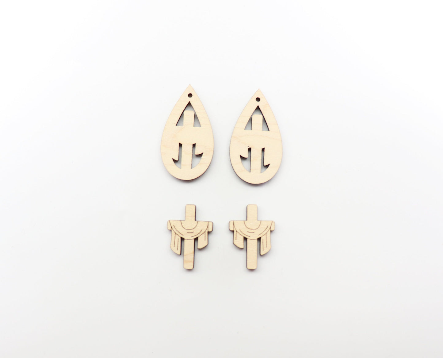 2 Piece cross blanks, earring blanks, wood cutouts