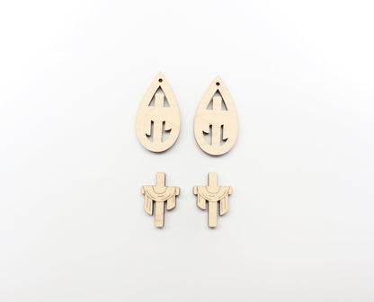 2 Piece cross blanks, earring blanks, wood cutouts