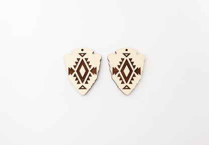 Arrowhead earring blanks, laser cutouts, sold per set