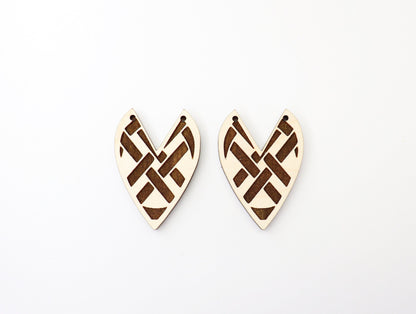 Wood earring blanks, laser cutouts, sold per set