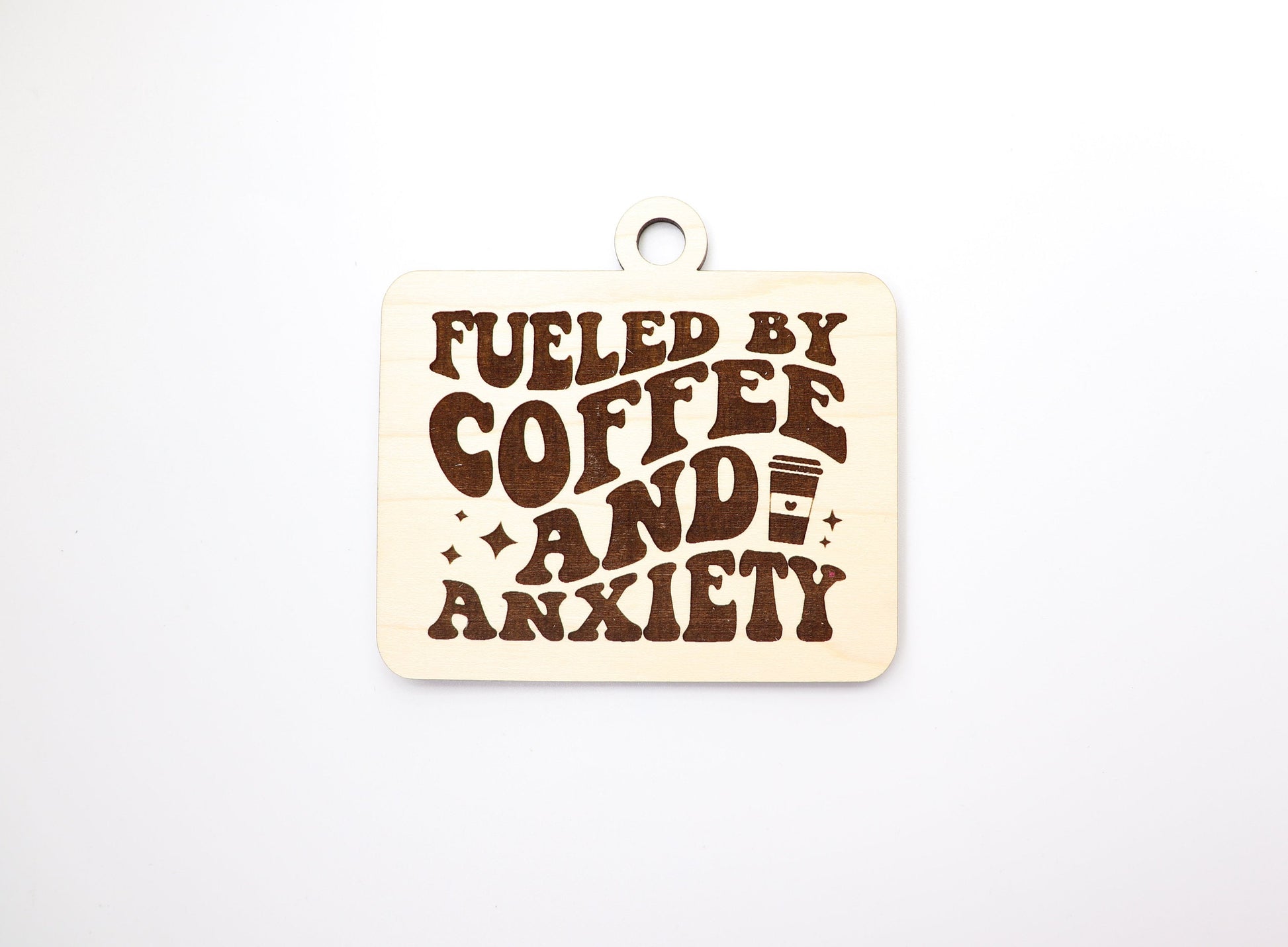 Coffee and anxiety car charm blank, wood blanks, wood cutouts