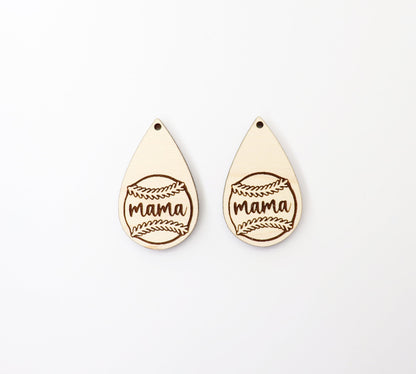 Baseball mama wood earring blanks, wood cutouts, earring blanks