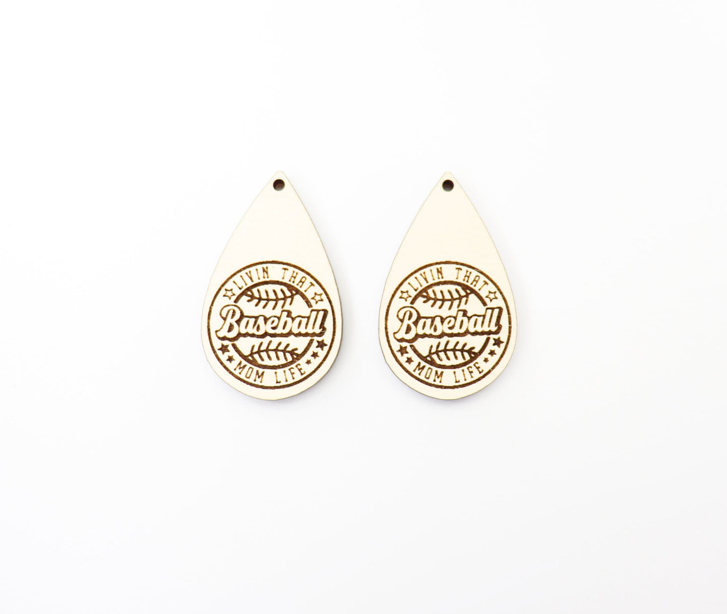 Baseball mom wood earring blanks, wood cutouts, earring blanks