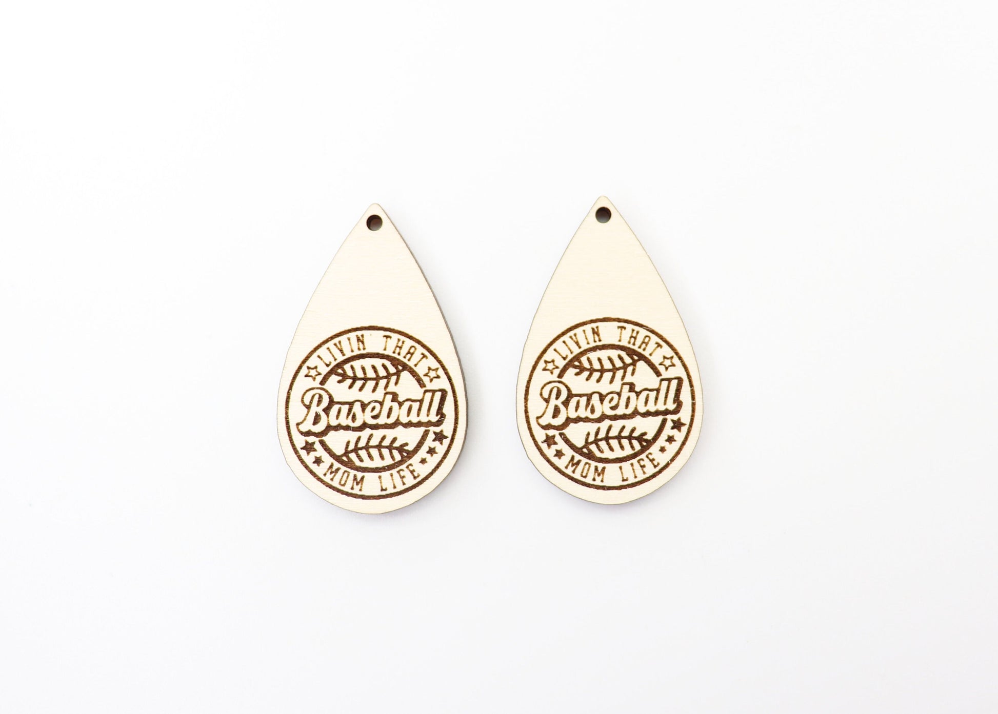 Baseball mom wood earring blanks, wood cutouts, earring blanks