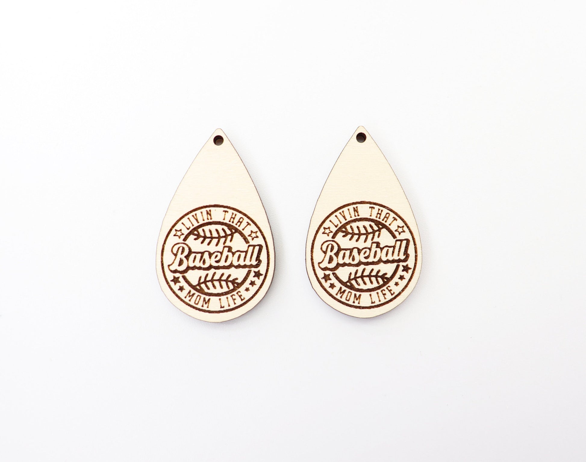 Baseball mom wood earring blanks, wood cutouts, earring blanks