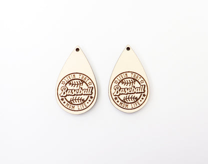 Baseball mom wood earring blanks, wood cutouts, earring blanks