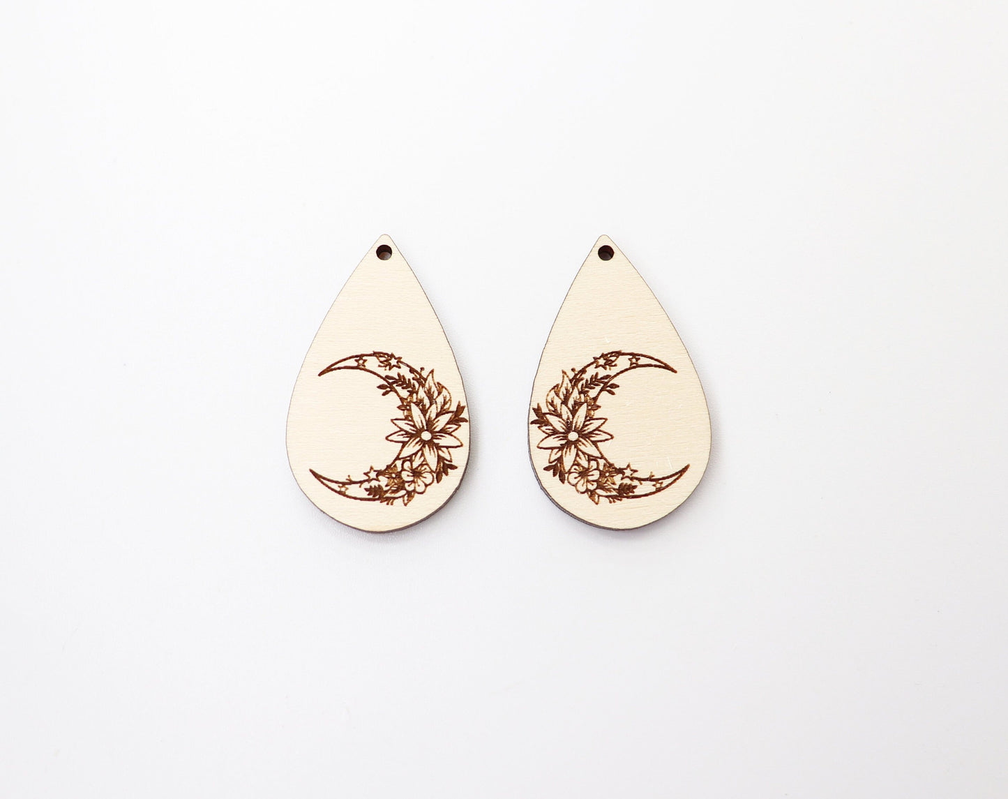 Moon Wood earring blanks, DIY earrings, earring blanks, sold per set