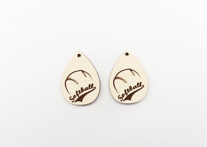 Softball wood earring blanks, wood cutouts, earring blanks