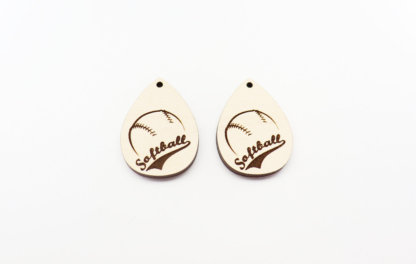 Softball wood earring blanks, wood cutouts, earring blanks