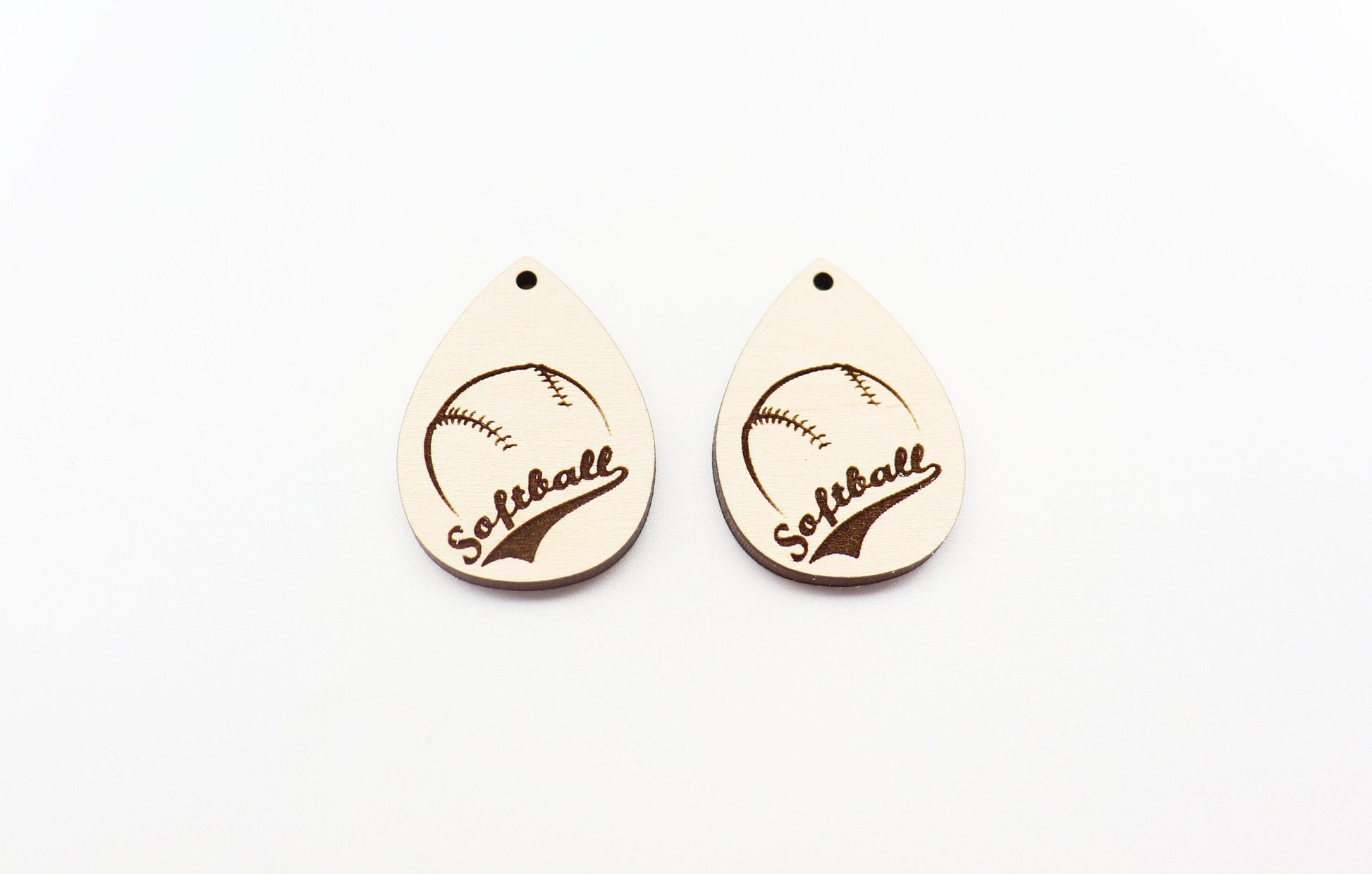 Softball wood earring blanks, wood cutouts, earring blanks