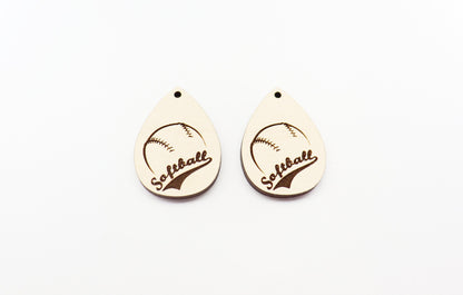 Softball wood earring blanks, wood cutouts, earring blanks