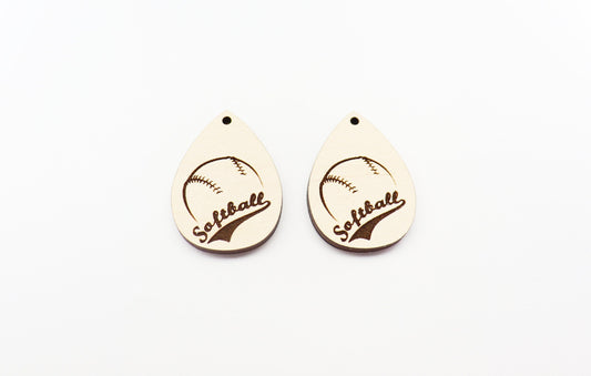 Softball wood earring blanks, wood cutouts, earring blanks