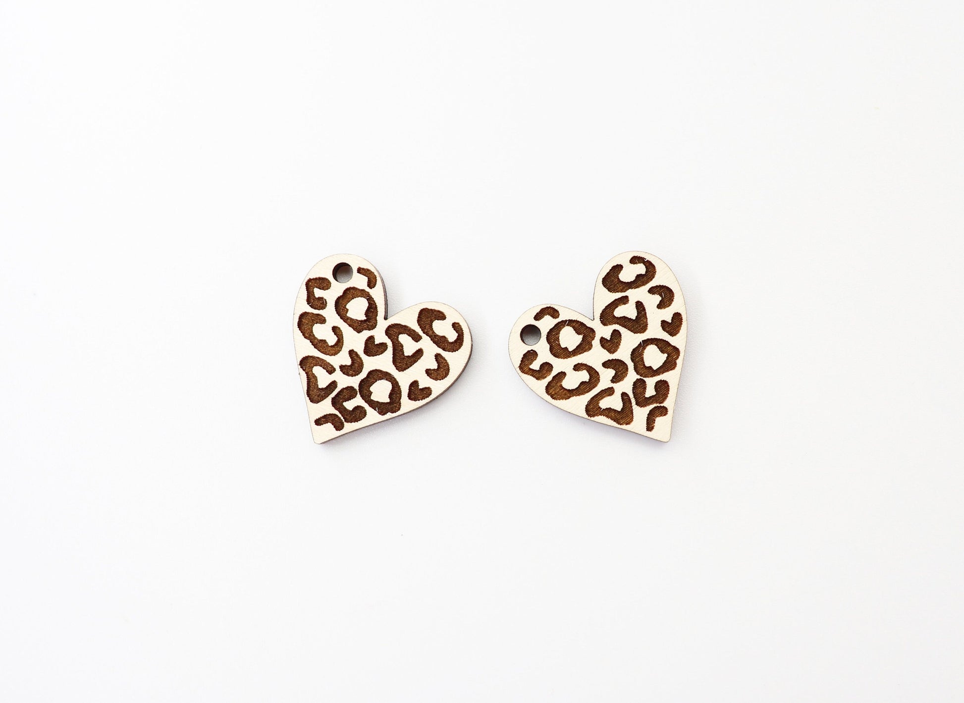 Cheetah print hearts, wood earring blanks