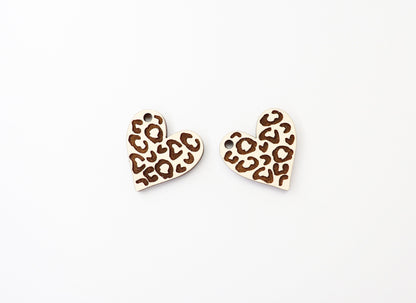 Cheetah print hearts, wood earring blanks