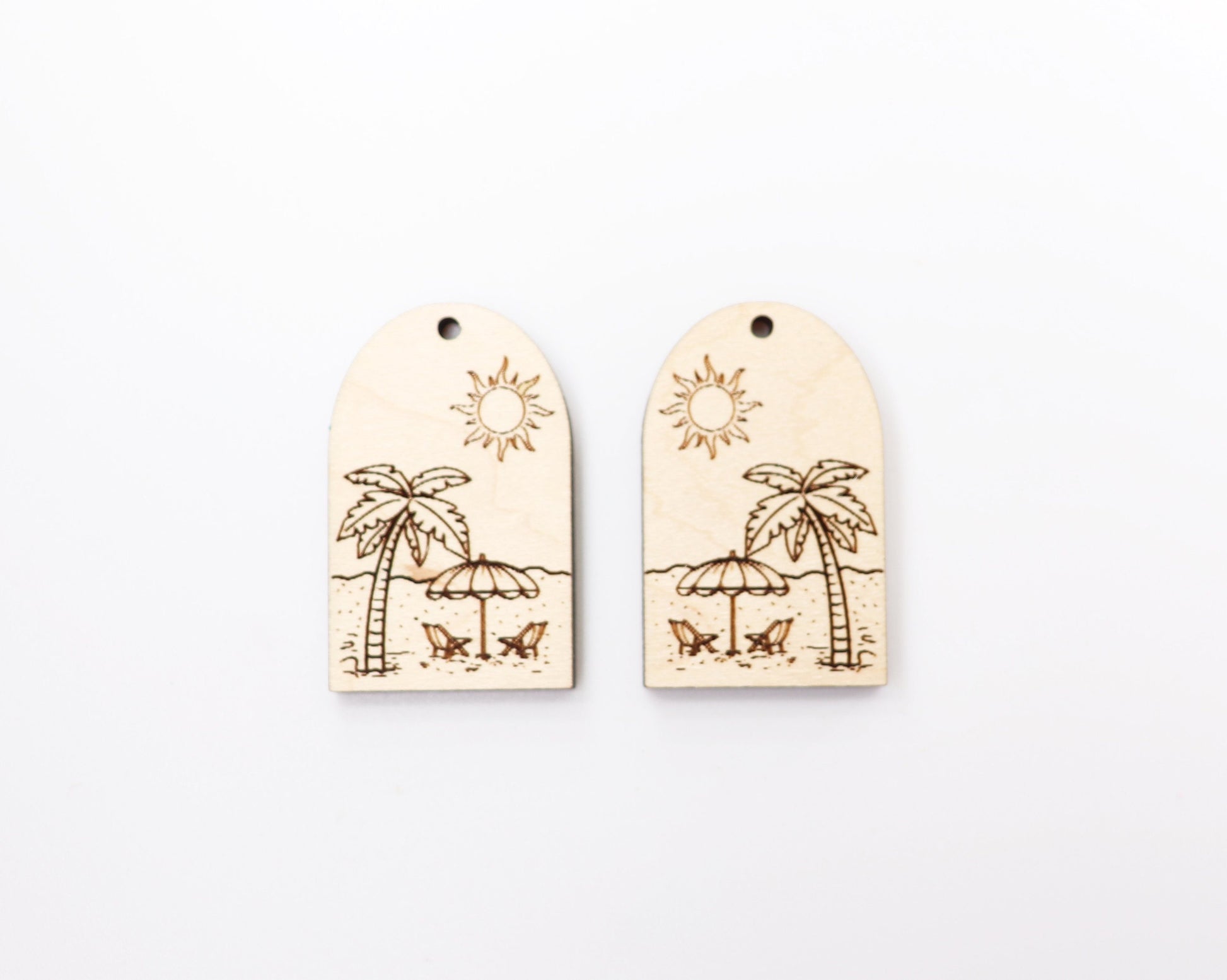 Beach scene earring blanks, wood earring blanks, DIY earrings