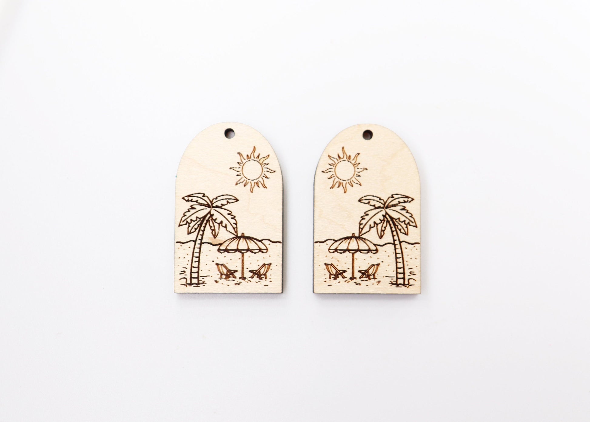 Beach scene earring blanks, wood earring blanks, DIY earrings