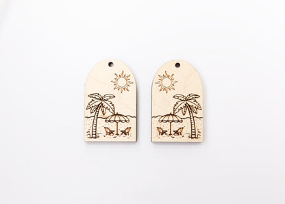 Beach scene earring blanks, wood earring blanks, DIY earrings