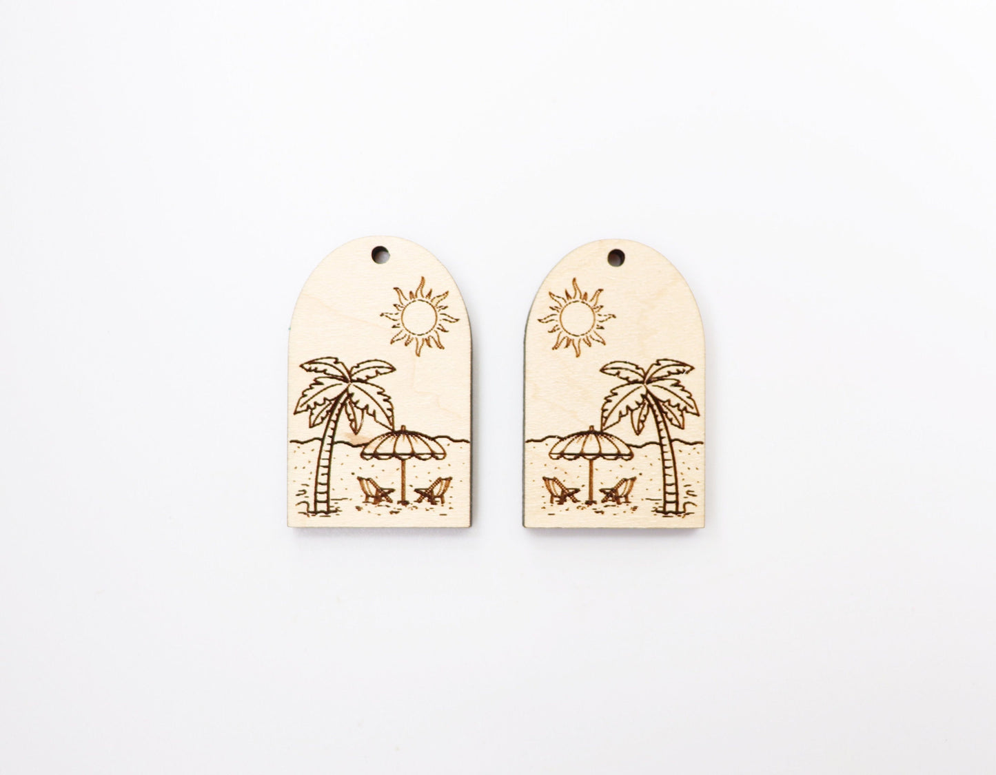 Beach scene earring blanks, wood earring blanks, DIY earrings