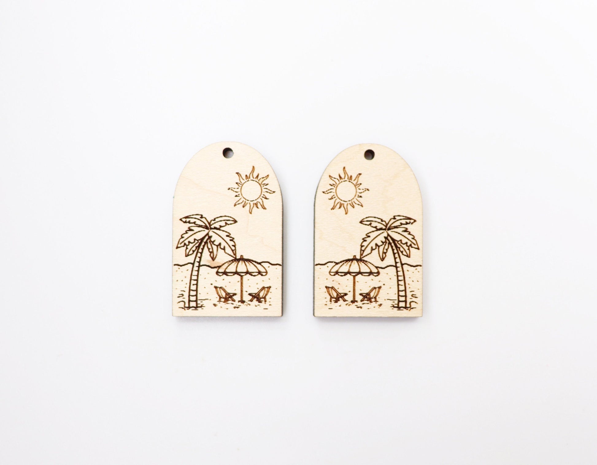 Beach scene earring blanks, wood earring blanks, DIY earrings