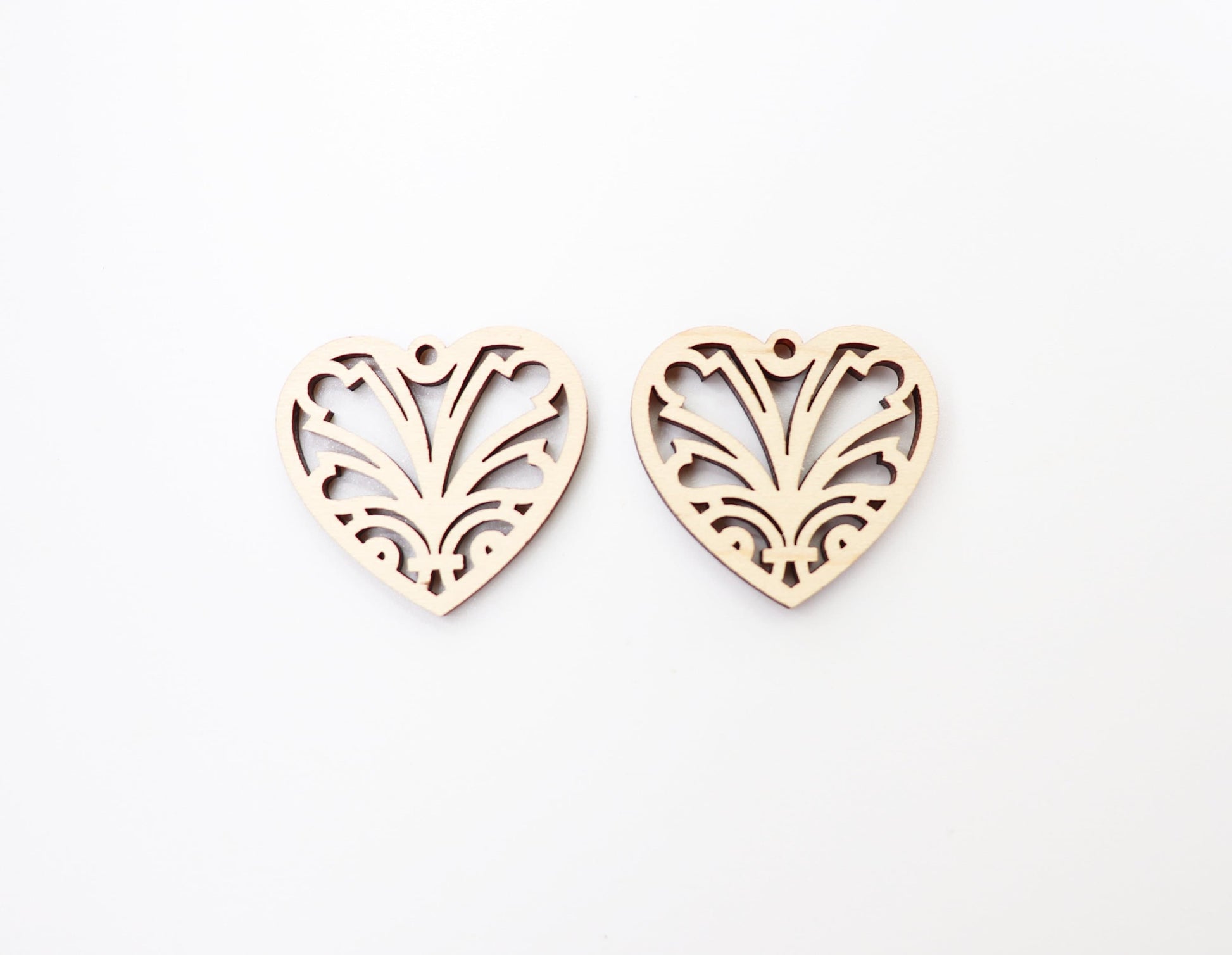 Heart earring blanks, wood cutouts