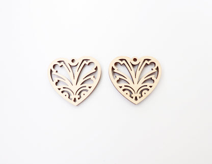 Heart earring blanks, wood cutouts