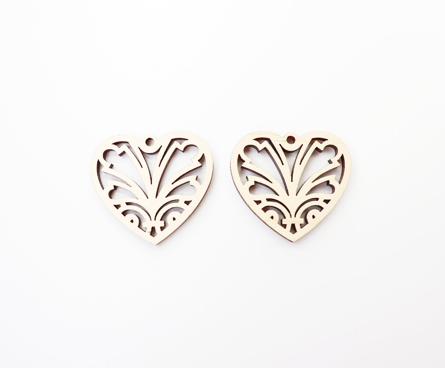 Heart earring blanks, wood cutouts