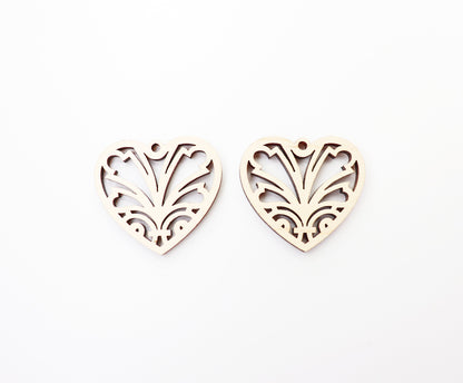 Heart earring blanks, wood cutouts