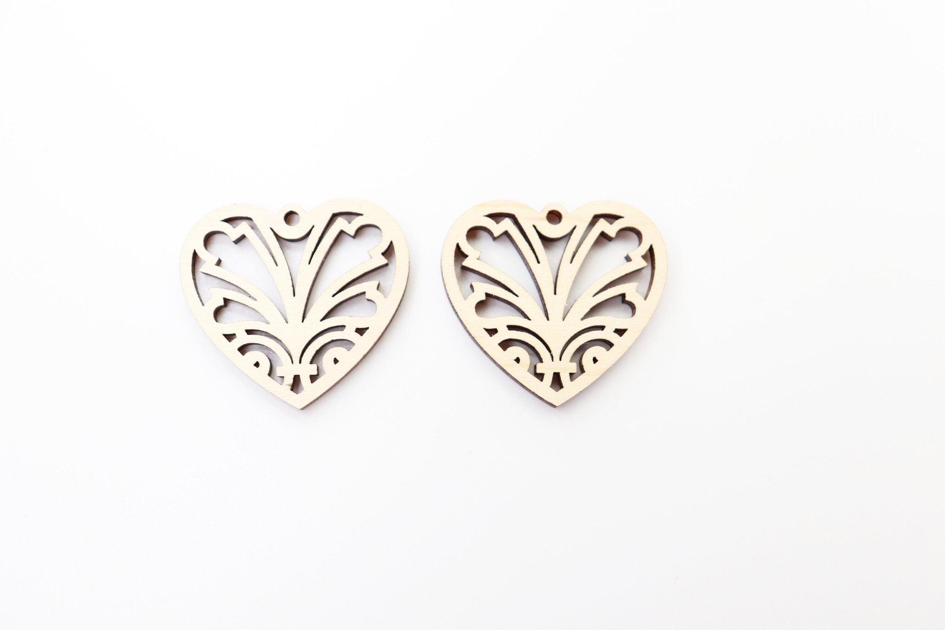 Heart earring blanks, wood cutouts