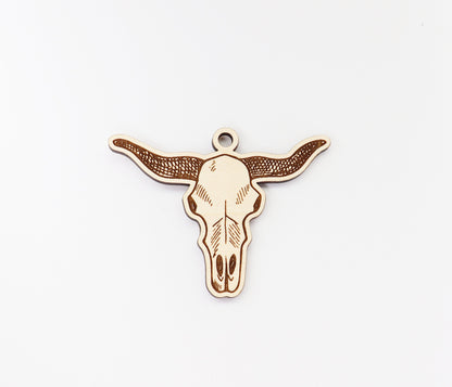 Bull skull Keychain blank, wood blanks, wood cutouts