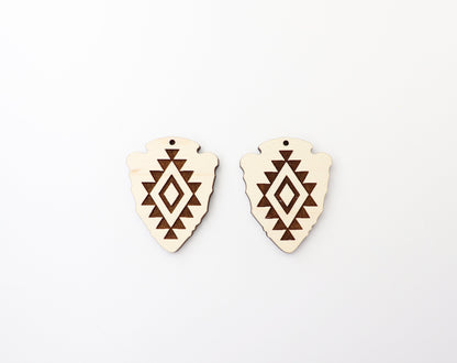 Arrowhead earring blanks, laser cutouts, sold per set