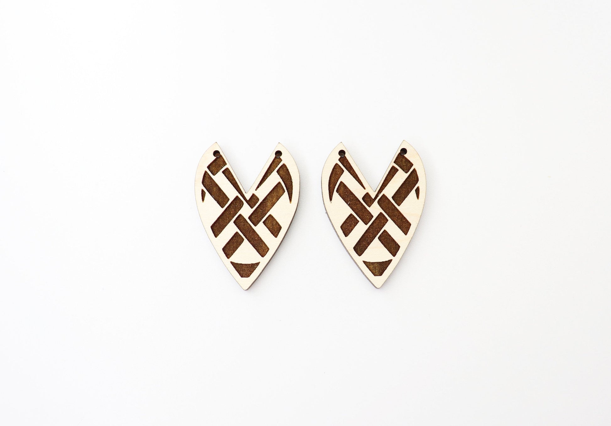 Wood earring blanks, laser cutouts, sold per set