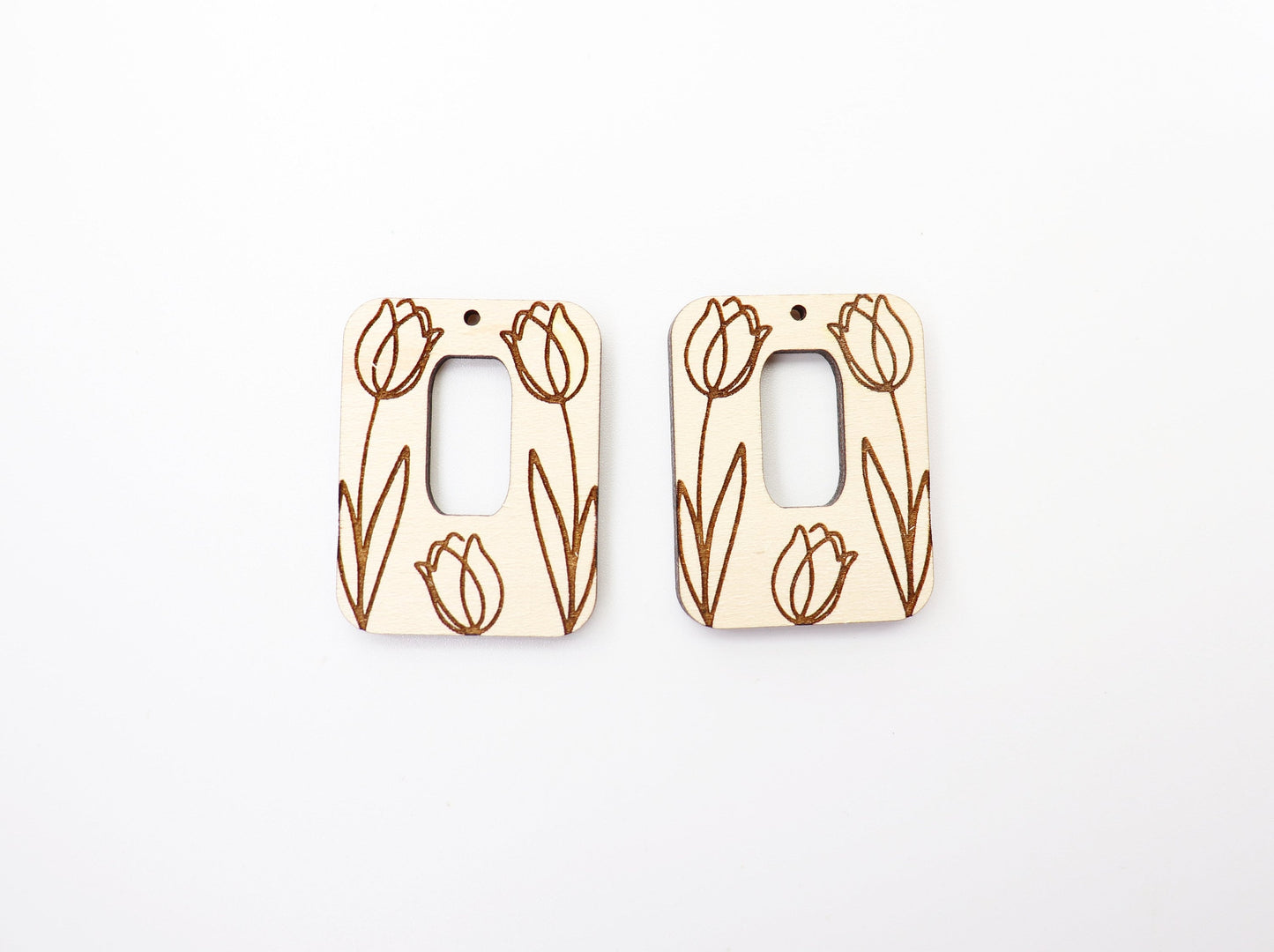 Tulip earrings, wood earring blanks, DIY earrings, sold per set