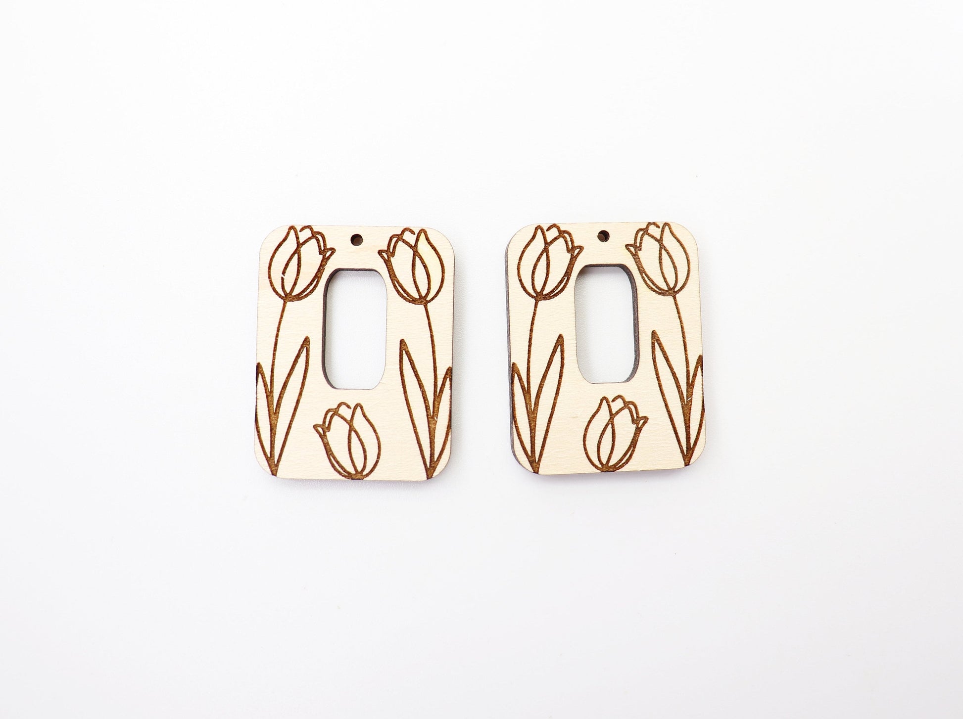 Tulip earrings, wood earring blanks, DIY earrings, sold per set