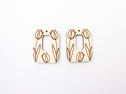 Tulip earrings, wood earring blanks, DIY earrings, sold per set