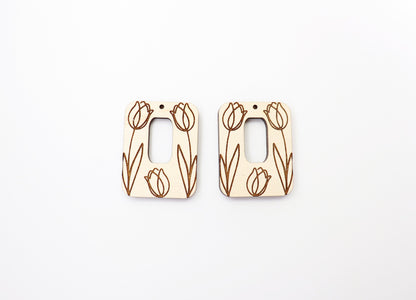 Tulip earrings, wood earring blanks, DIY earrings, sold per set