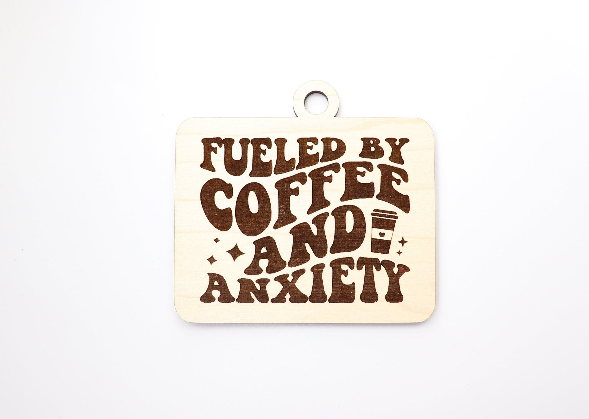 Coffee and anxiety car charm blank, wood blanks, wood cutouts