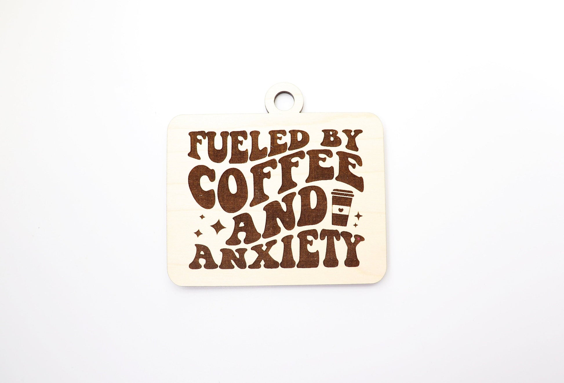 Coffee and anxiety car charm blank, wood blanks, wood cutouts