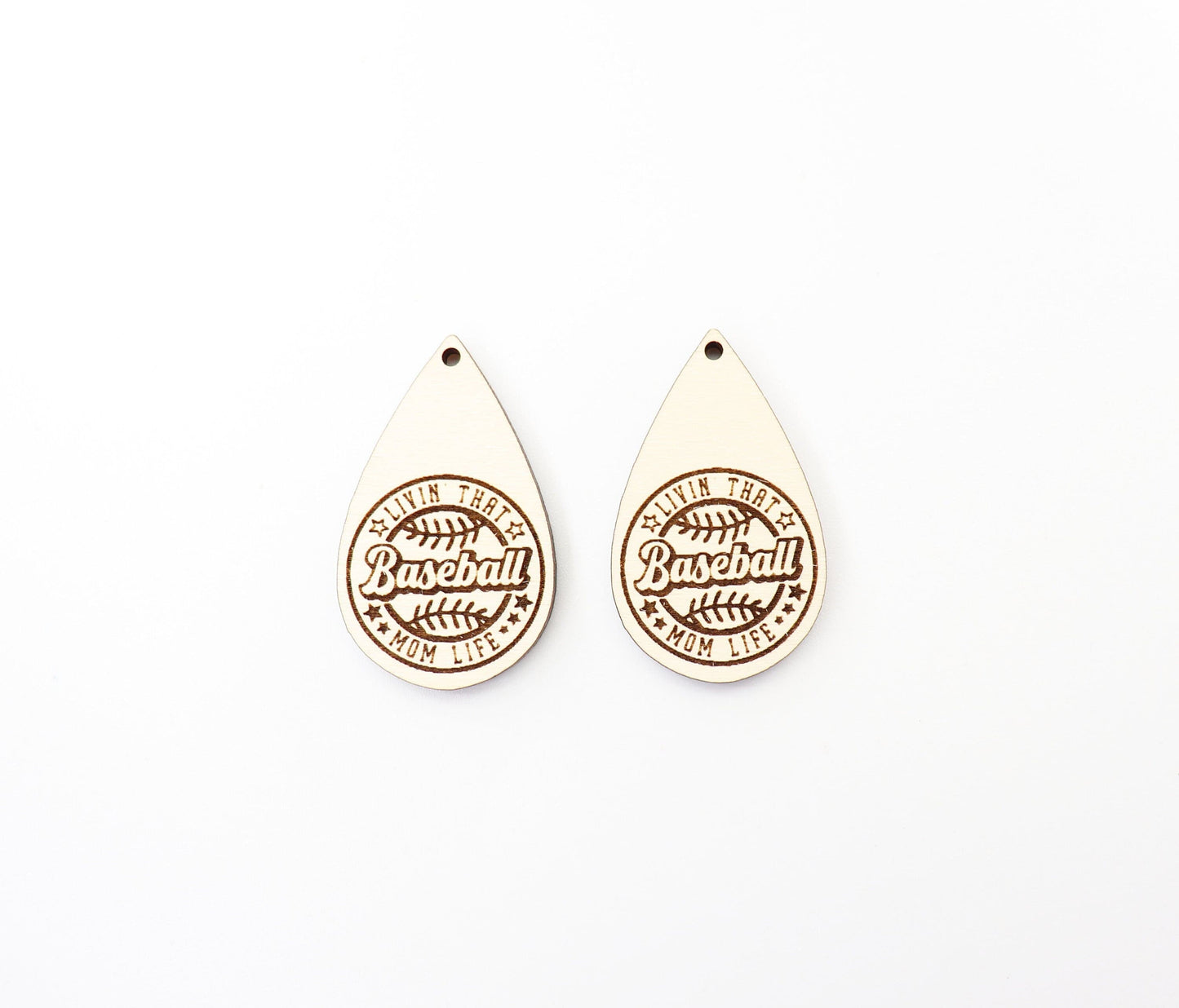 Baseball mom wood earring blanks, wood cutouts, earring blanks