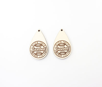 Baseball mom wood earring blanks, wood cutouts, earring blanks