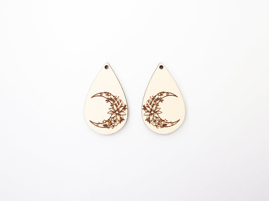 Moon Wood earring blanks, DIY earrings, earring blanks, sold per set