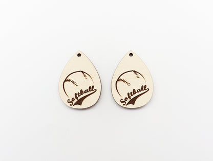 Softball wood earring blanks, wood cutouts, earring blanks