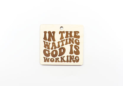 God is working car charm blank, wood blanks